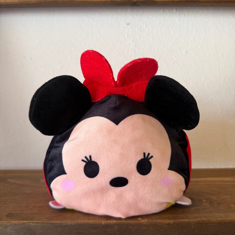 Disney Tsum Tsum Minnie Mouse Large Plush Pillow Red Polka Dot Bow